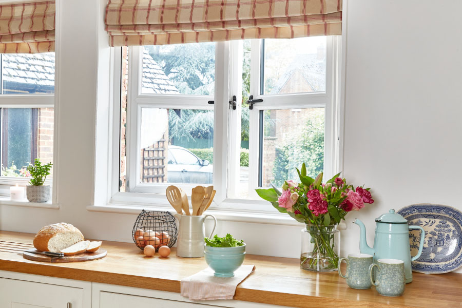 White uPVC Casement Window Interior in Kitchen Setting