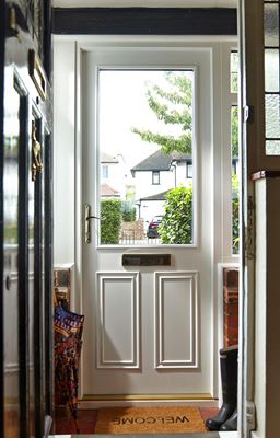 White wooden front door