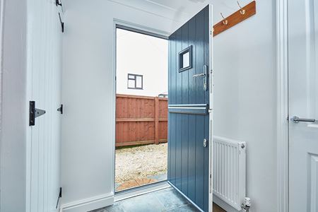 White Georgian double sectional garage door