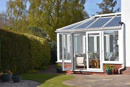 Small white edwardian upvc conservatory
