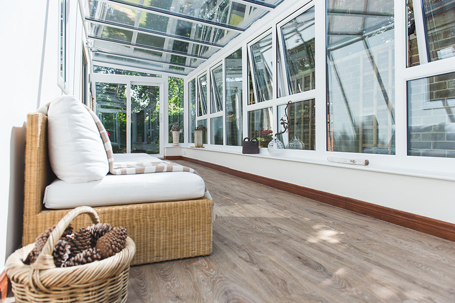 Dual anthracite grey uPVC lean to interior