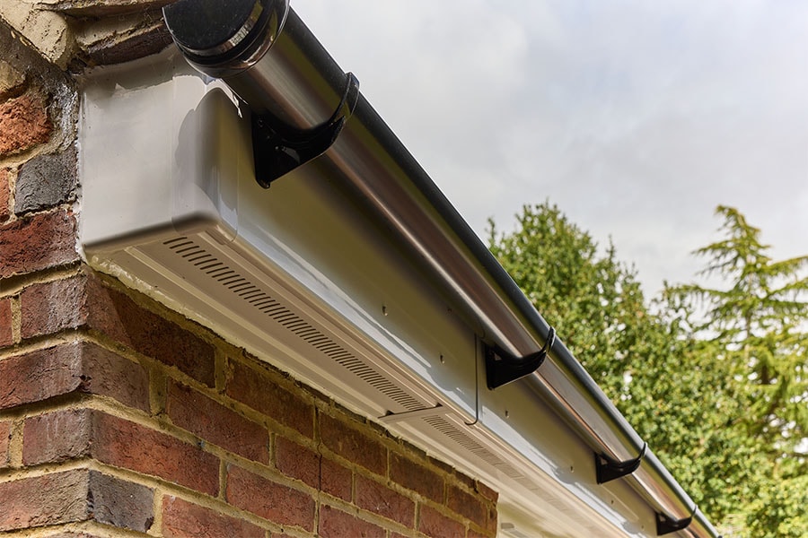 White uPVC Soffit and Fascias with black guttering