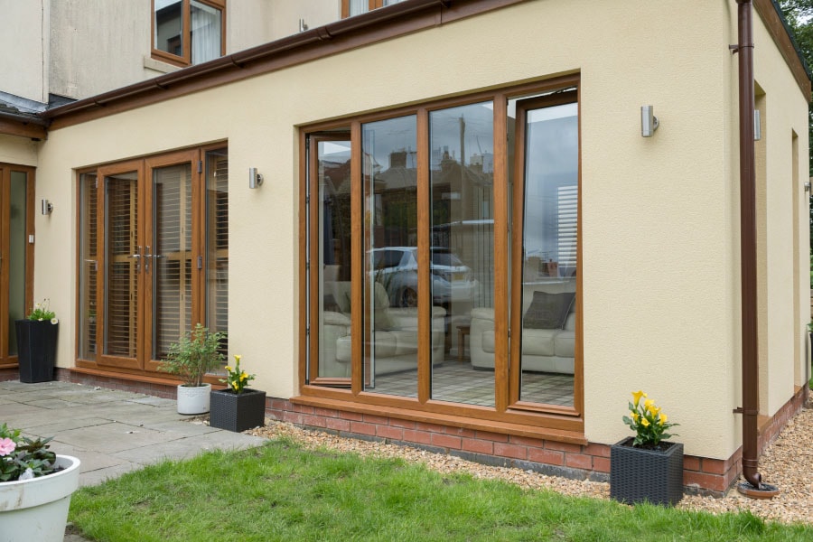 Golden oak tilt and turn windows