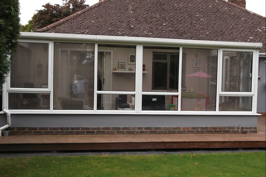 Before installation of new conservatory extension from Anglian Home Improvements